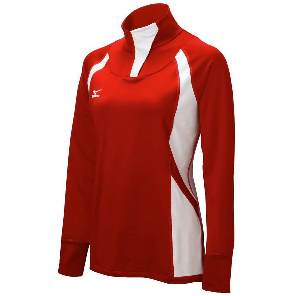 Casaco Mizuno Nine Collection: Drive Half-Zip - Mulher - Vermelhas/Branco - OUKNL7425